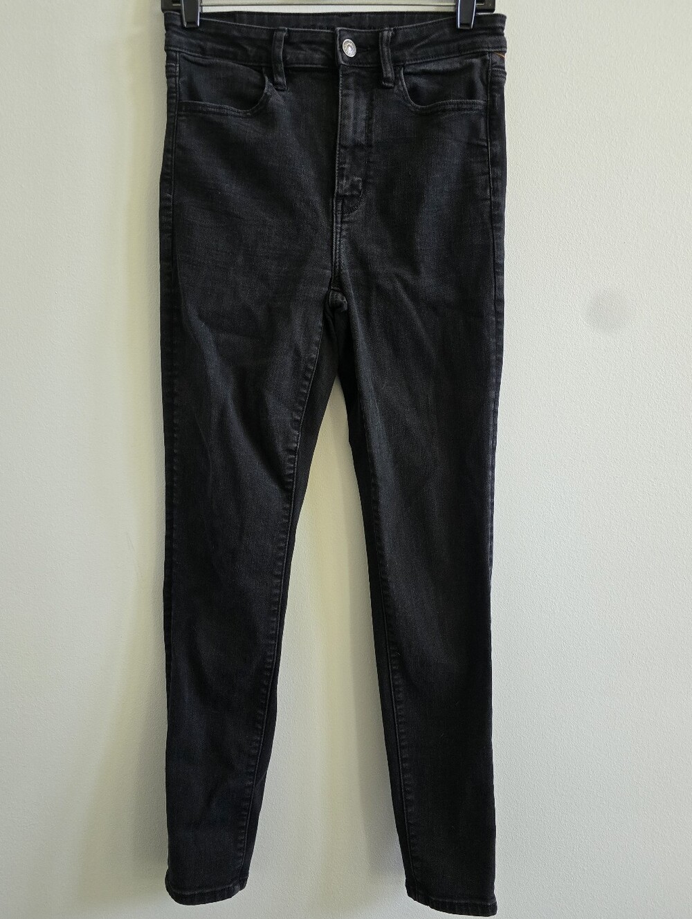 American Eagle Next Level Stretch Black Skinny Jeans Womens Size 8 High Rise